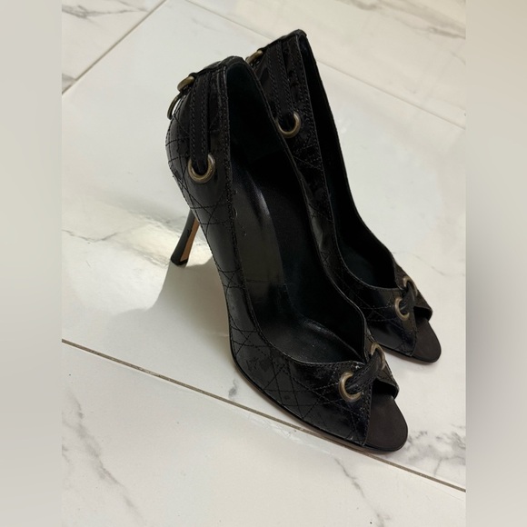 Dior Black Peep-Toe Heels Size 40 - Picture 6 of 7